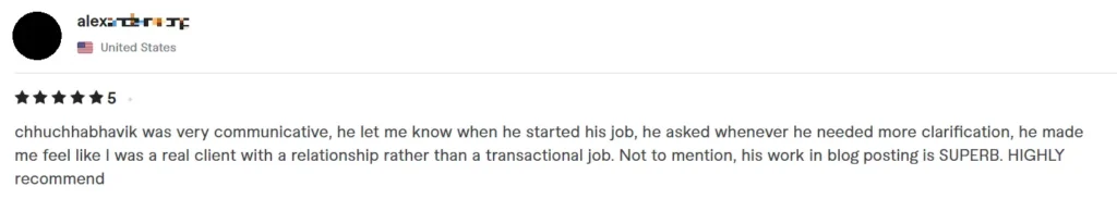 SERP Shout 5 star review by client
